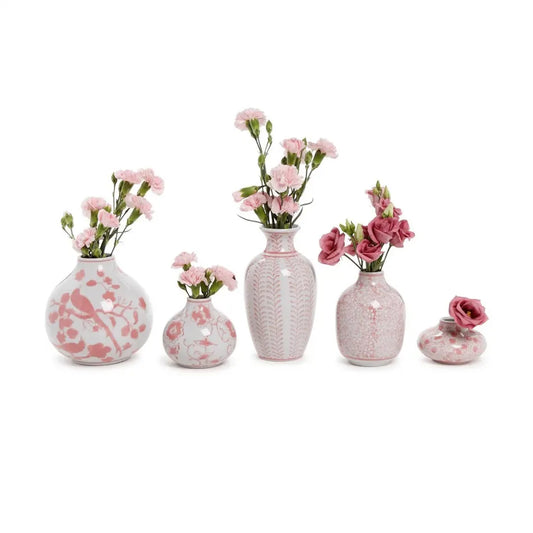 5" Pink Chinoiserie Hand-Painted Vase (color may vary) - Porcelain