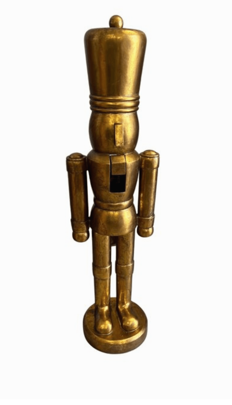 55.5 Inch Gold Resin Nutcracker Soldier Statue - Bria Blair Creative