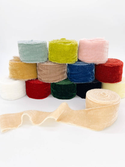 2" Velvet Ribbon - Raw Edge - 29 Colors: Evergreen