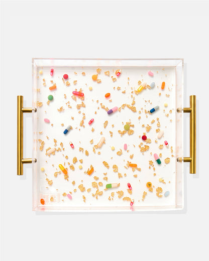 Pill + Gold Acrylic Tray With Gold Handles
