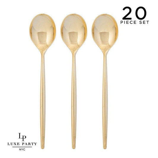 Chic Round Gold Spoons | 20 Pieces