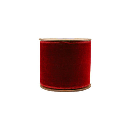 Premium Red Velvet Ribbon with Metallic Backing, 5 Yards