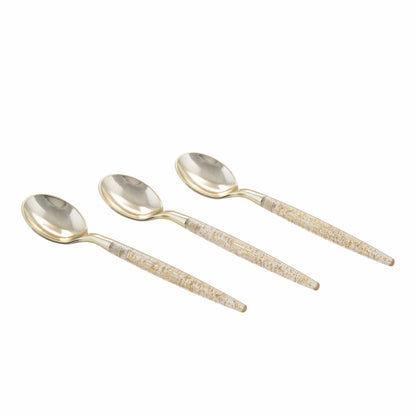 Gold Glitter Plastic Mini Spoons | 20 Spoons: 20 Mini Spoons