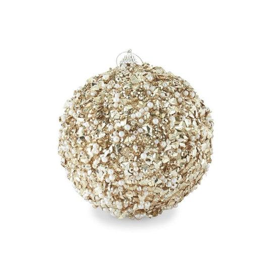 6" Champagne Sequins & Bead Embellished Shatterproof Ornament - Bria Blair Creative