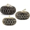 6.5" Black with Gold Trim Honeycomb Pumpkin - Bria Blair Creative