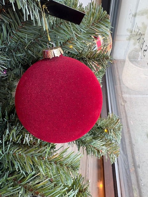 6.5 Inch Burgundy Velvet Round Ornament - Bria Blair Creative