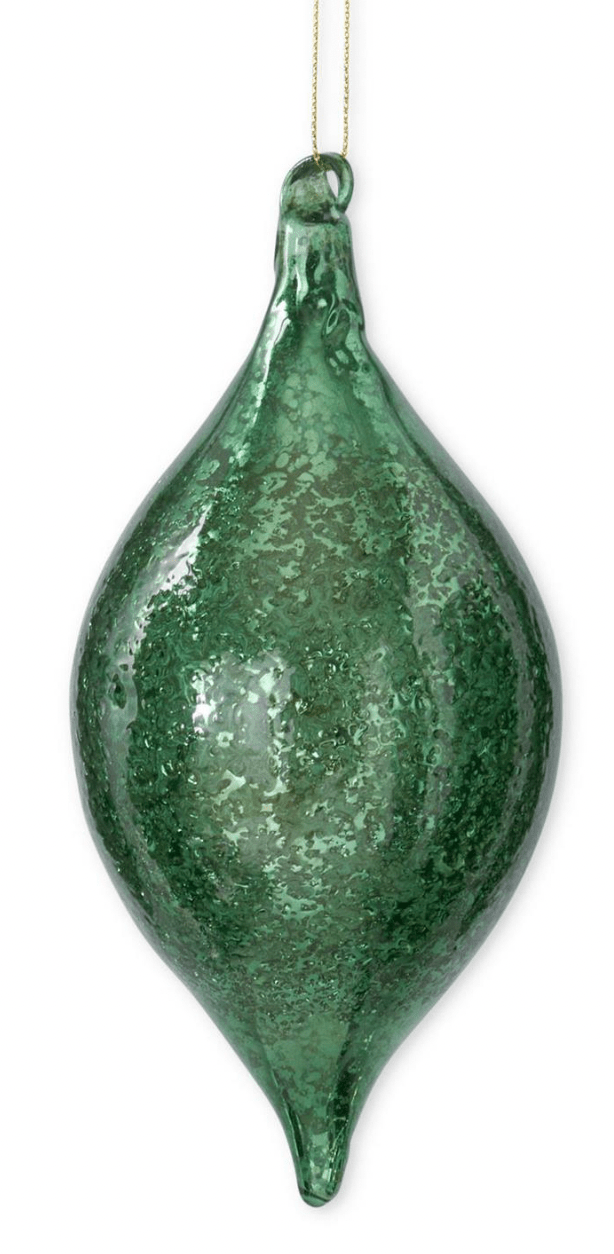 7 Inch Dark Green Crackled Mercury Glass Ornament - Bria Blair Creative