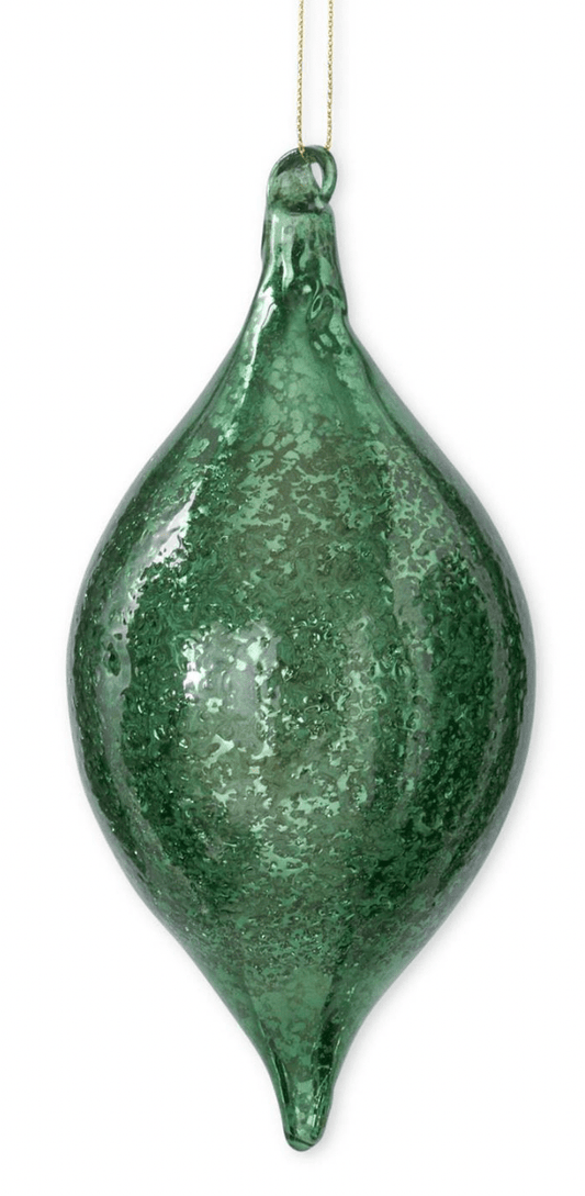 7 Inch Dark Green Crackled Mercury Glass Ornament - Bria Blair Creative