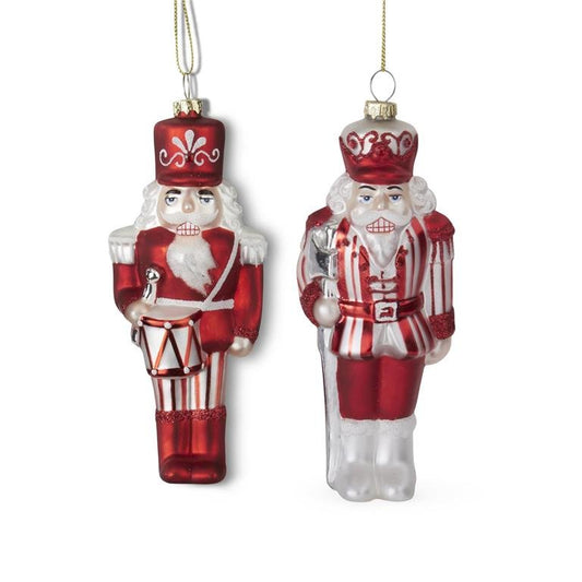 7 Inch Red & White Blown Glass Soldier - Assorted - Bria Blair Creative
