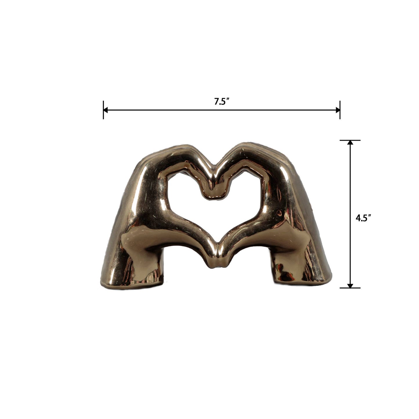 Metallic Heart Hands Figurine: Metallic Pink