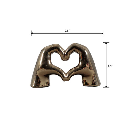 Metallic Heart Hands Figurine: Metallic Pink