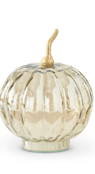 7.25 Inch Wavy Glass Pumpkin w/Metal Stem - Bria Blair Creative