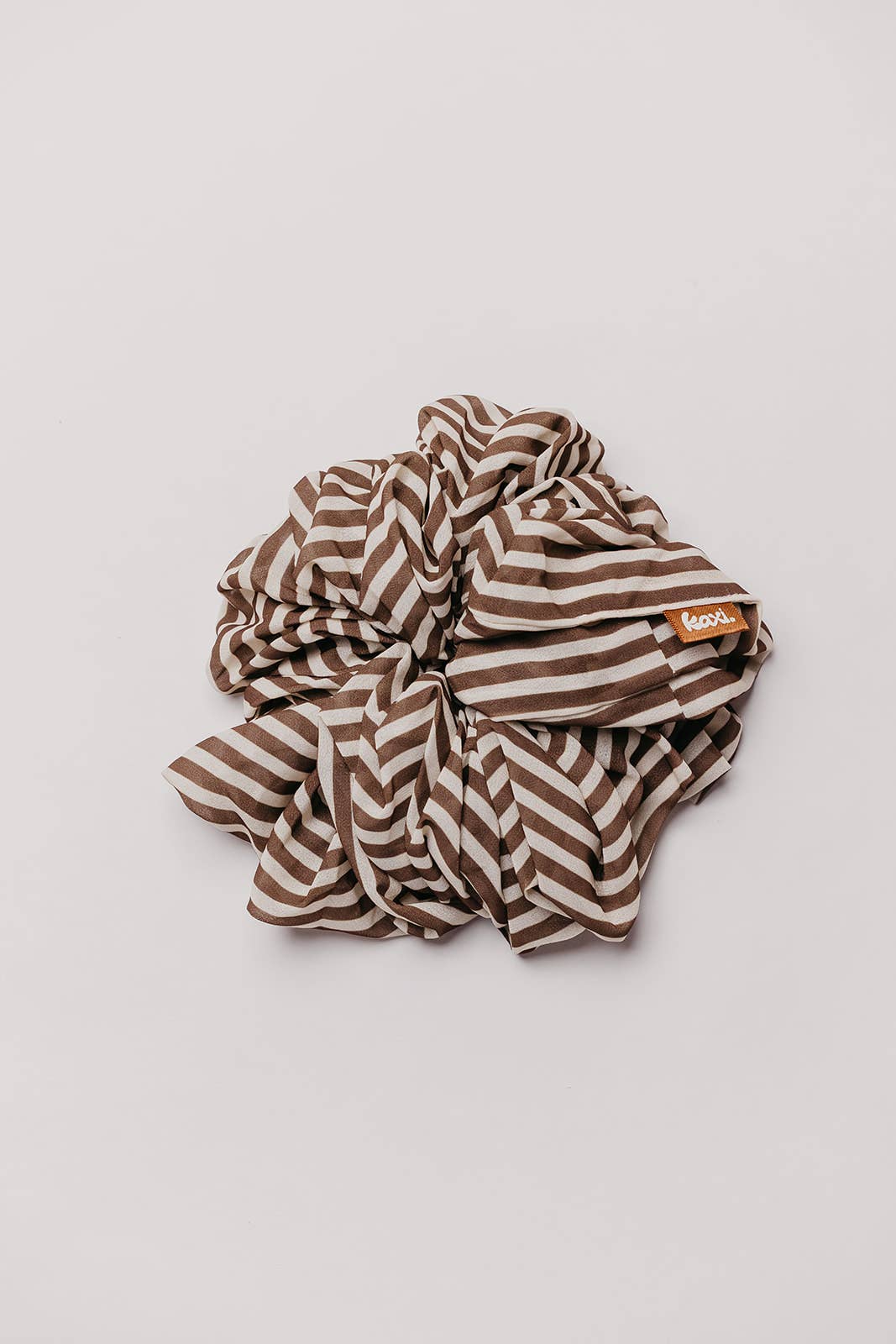KAXI Jumbo Chiffon Scrunchie — 22 Colors: BROWN AND CREAM STRIPED