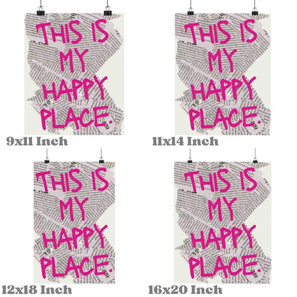 This Is My Happy Place Pink Retro Newspaper Wall Art Prints: 16"x20"