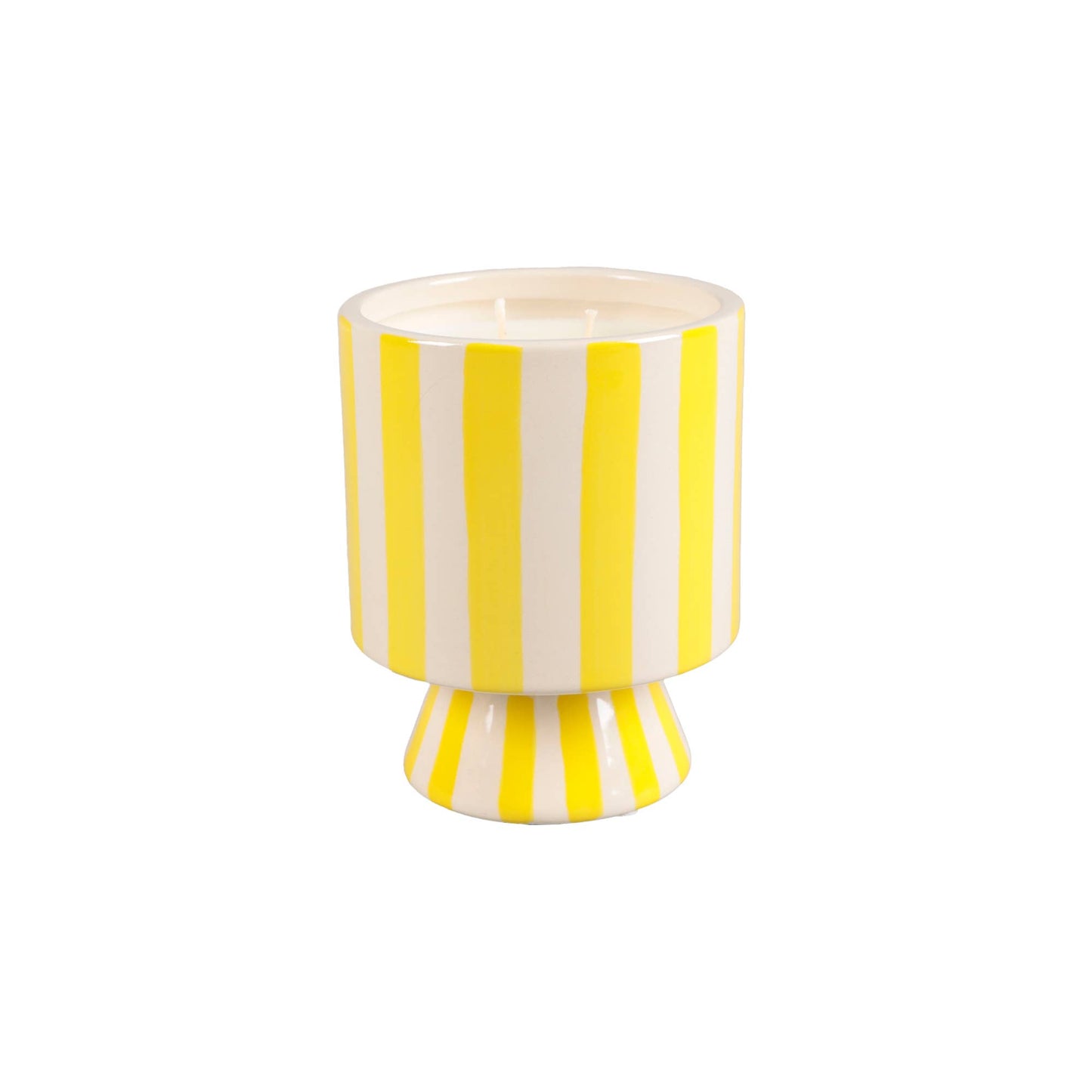 13 oz Yellow Striped Pedestal Candle – Day at the Beach