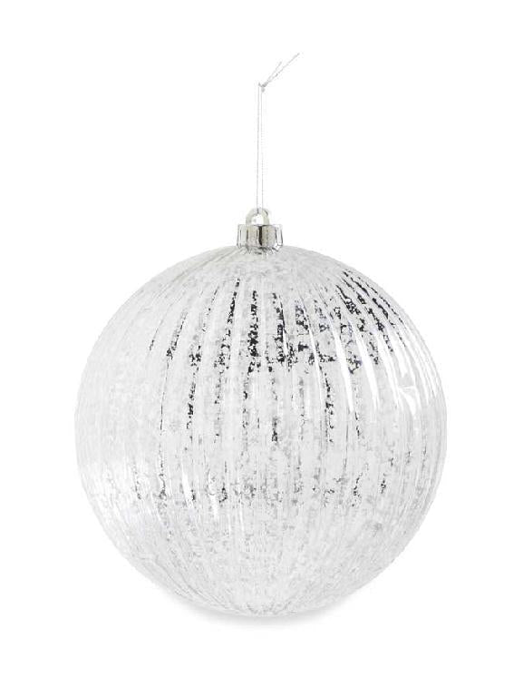 8" Silver Mercury Ribbed Round Shatterproof Orn - Bria Blair Creative