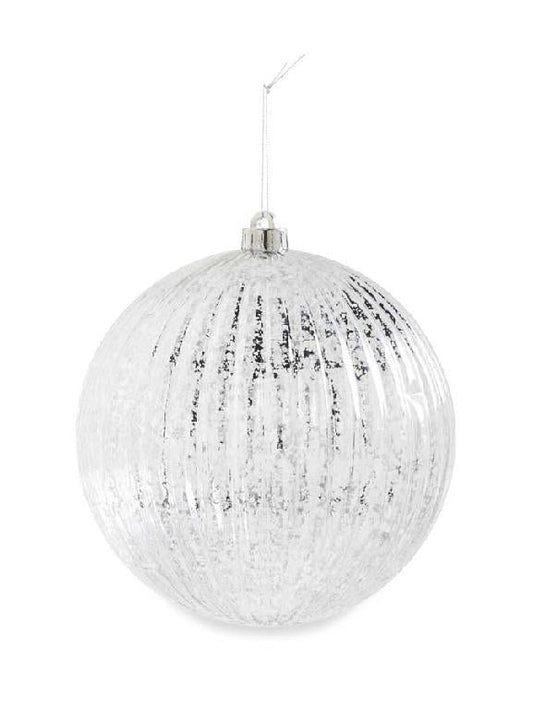 8" Silver Mercury Ribbed Round Shatterproof Orn - Bria Blair Creative