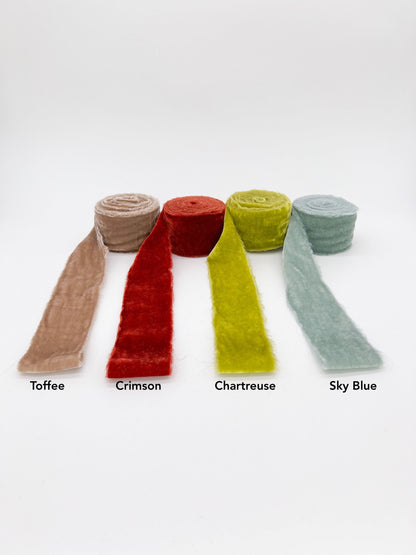 2" Velvet Ribbon - Raw Edge - 29 Colors: Green