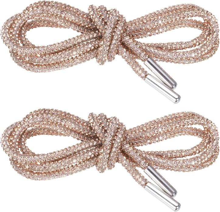 Rhinestone Shoe Laces - Rose Gold Crystals