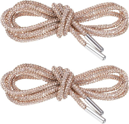 Rhinestone Shoe Laces - Rose Gold Crystals