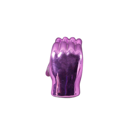 Metallic Heart Hands Figurine: Metallic Pink
