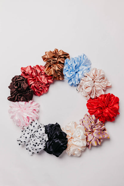 JUMBO SLEEP SATIN SCRUNCHIES: DARK BROWN