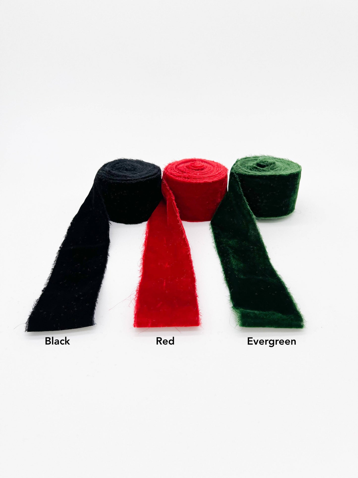 2" Velvet Ribbon - Raw Edge - 29 Colors: Evergreen