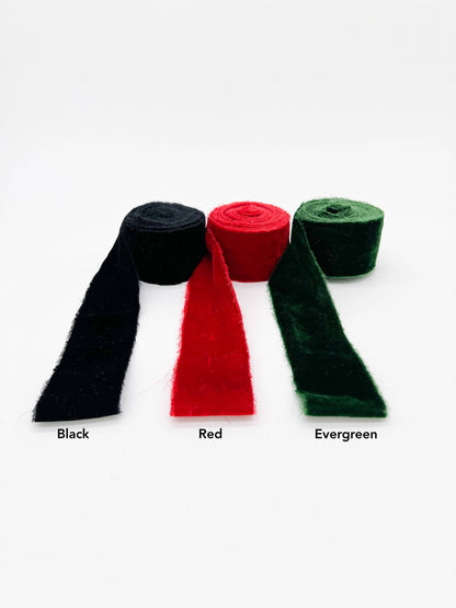 2" Velvet Ribbon - Raw Edge - 29 Colors: Green