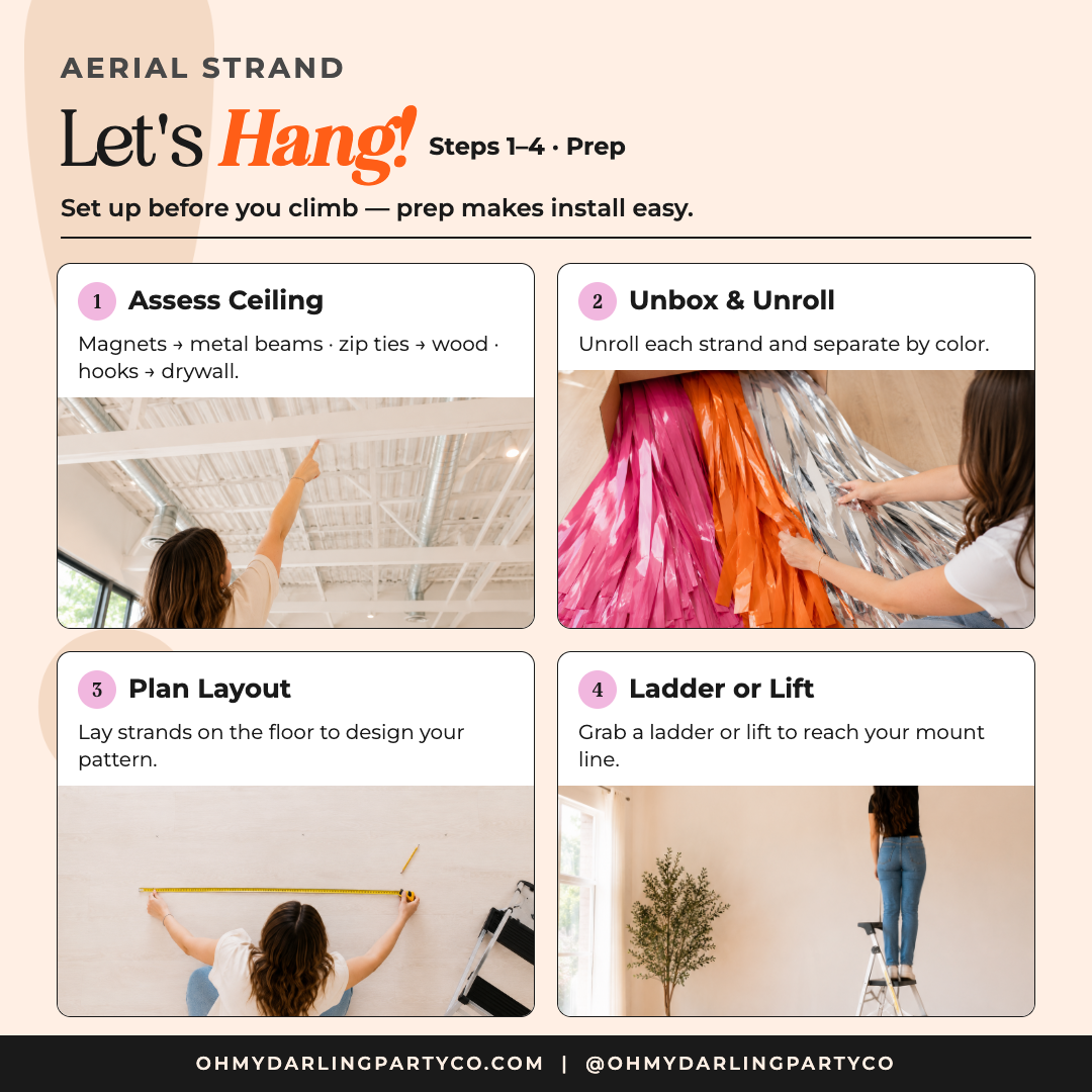 Custom Aerial Ceiling Fringe Strand: 16 Feet / Premium