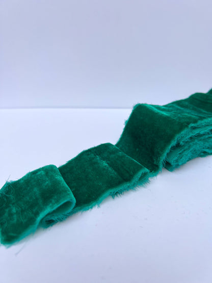 2" Velvet Ribbon - Raw Edge - 29 Colors: Evergreen