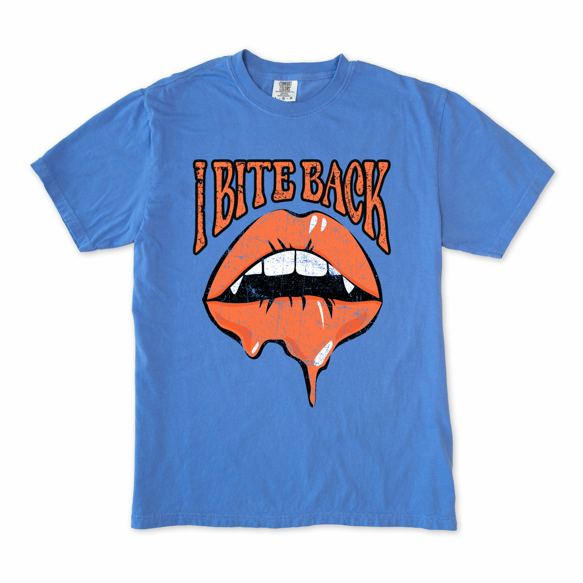 I Bite Back Halloween Vampire Graphic Tee: Ivory / S