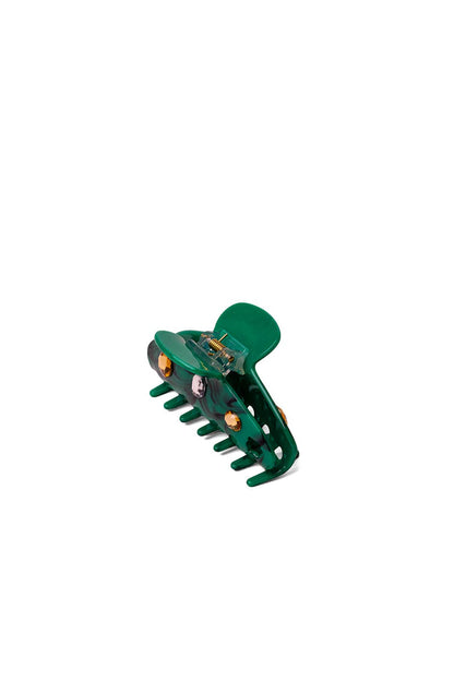 TEAL ACETATE CLAW WITH GEMS: MIDI