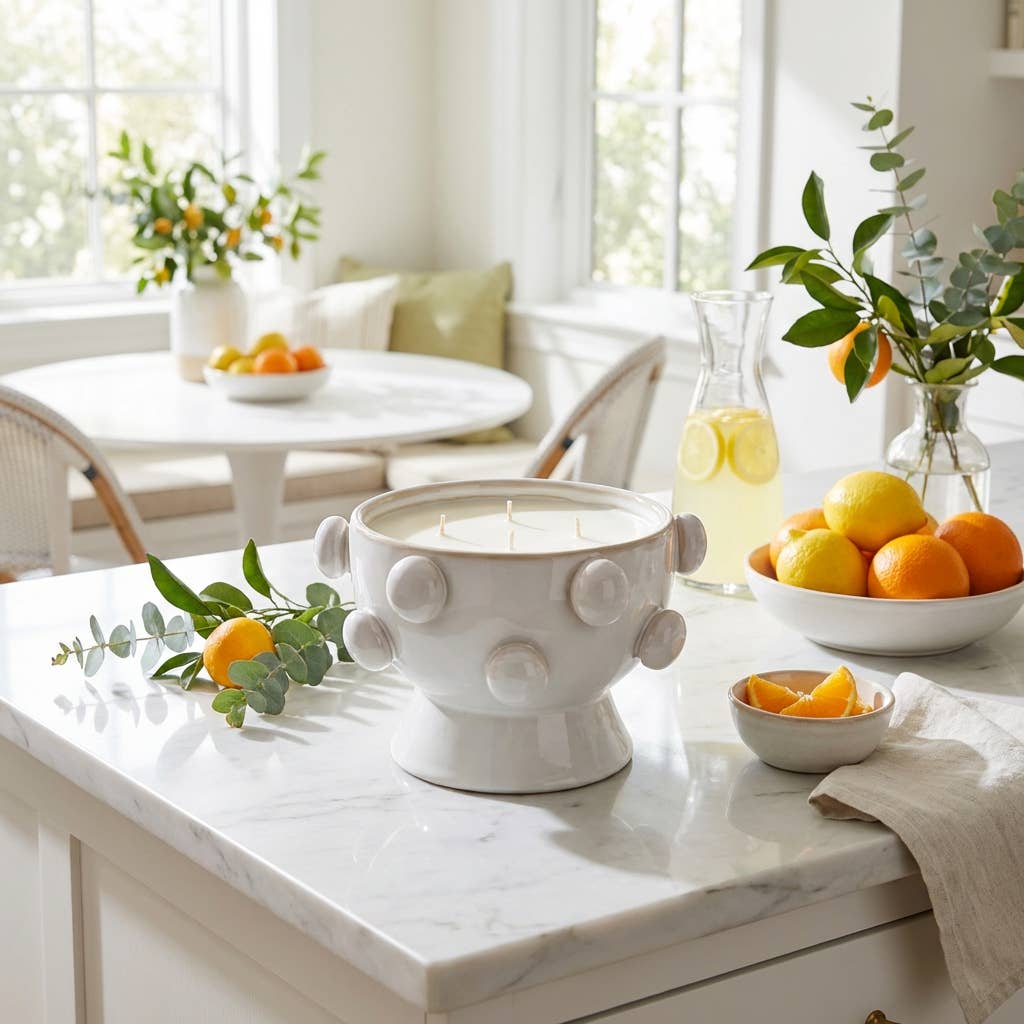 20 oz White Hobnail Pedestal Candle – Sweet Citrus