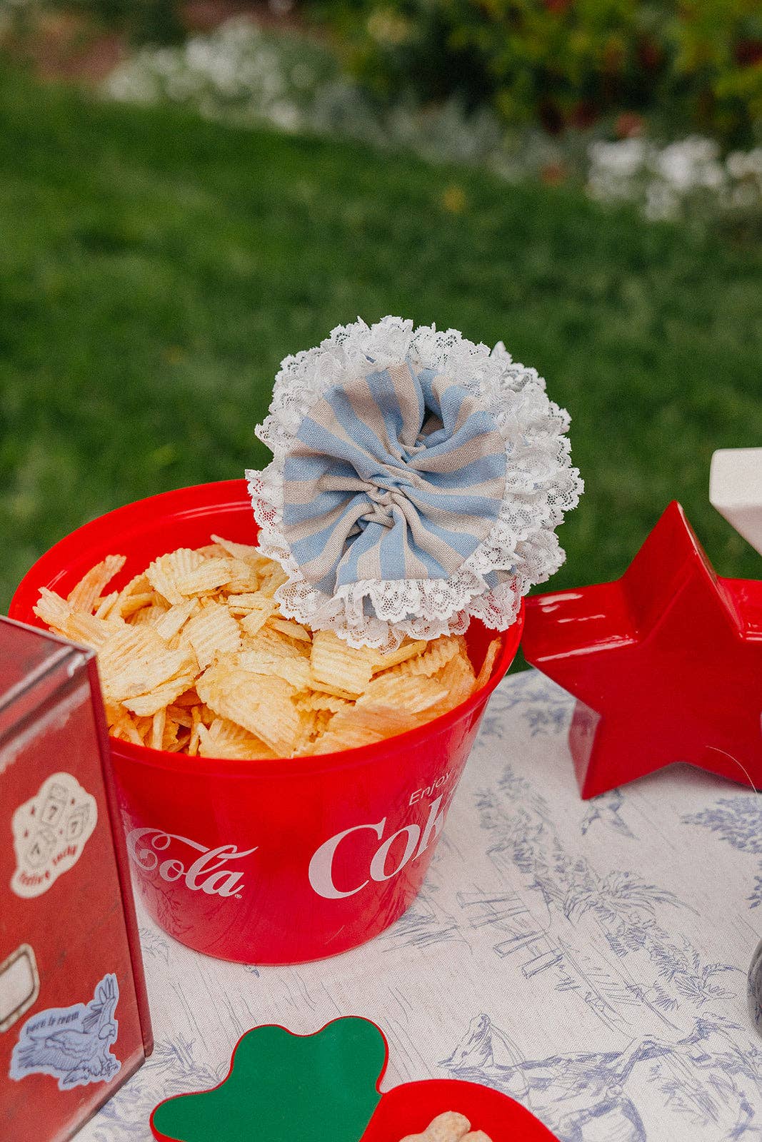 BABY BLUE DENIM LACE CORSET SCRUNCHIE