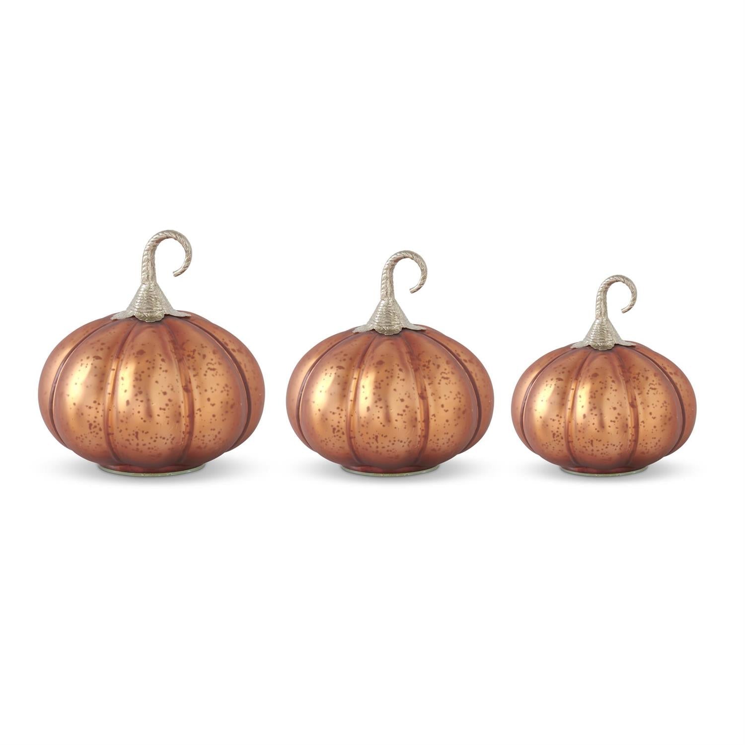 9 Inch Copper Glass Pumpkin w/Brass Stem - Bria Blair Creative