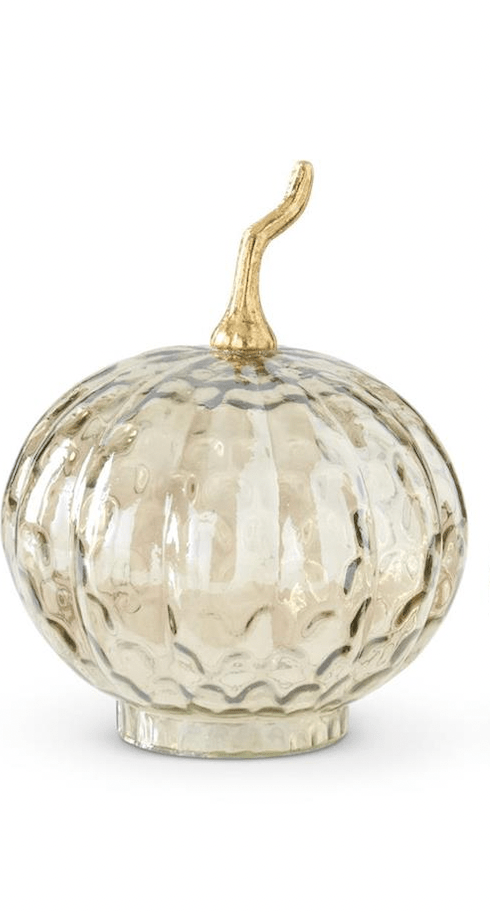 9.5 Inch Wavy Glass Pumpkin w/Metal Stem - Bria Blair Creative