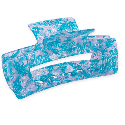 Medium Square Marble Hair Claw Clip: Turquoise