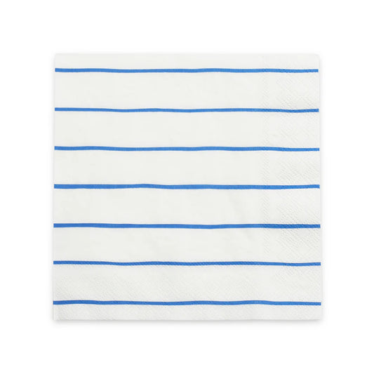 Cobalt Frenchie Striped Large Napkins