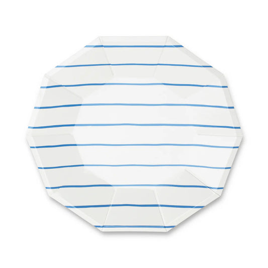 Cobalt Frenchie Striped Large Plates