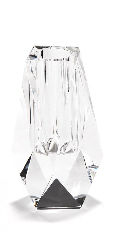 Faceted Hand-Cut Crystal Glass Bud Vase in Gift Box - Diamond