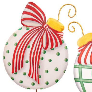 Modern Red, White & Green Ornaments - Medium