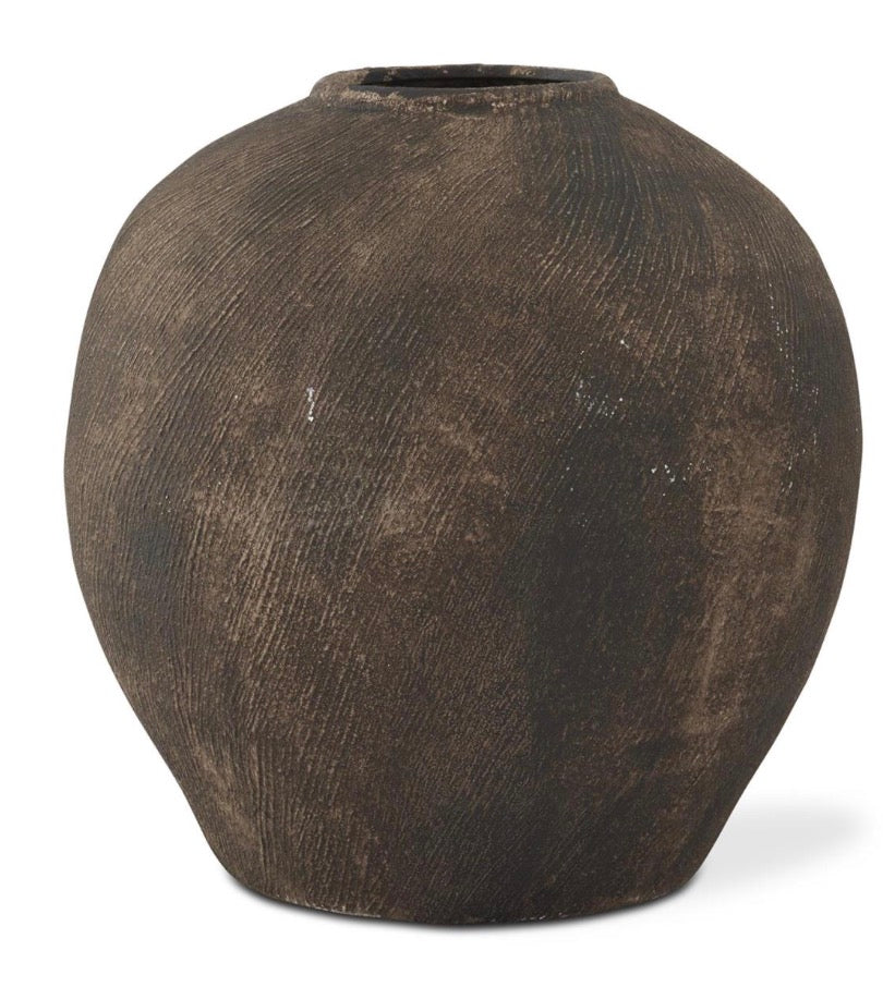 15 Inch Brown w/Black Textured Vase