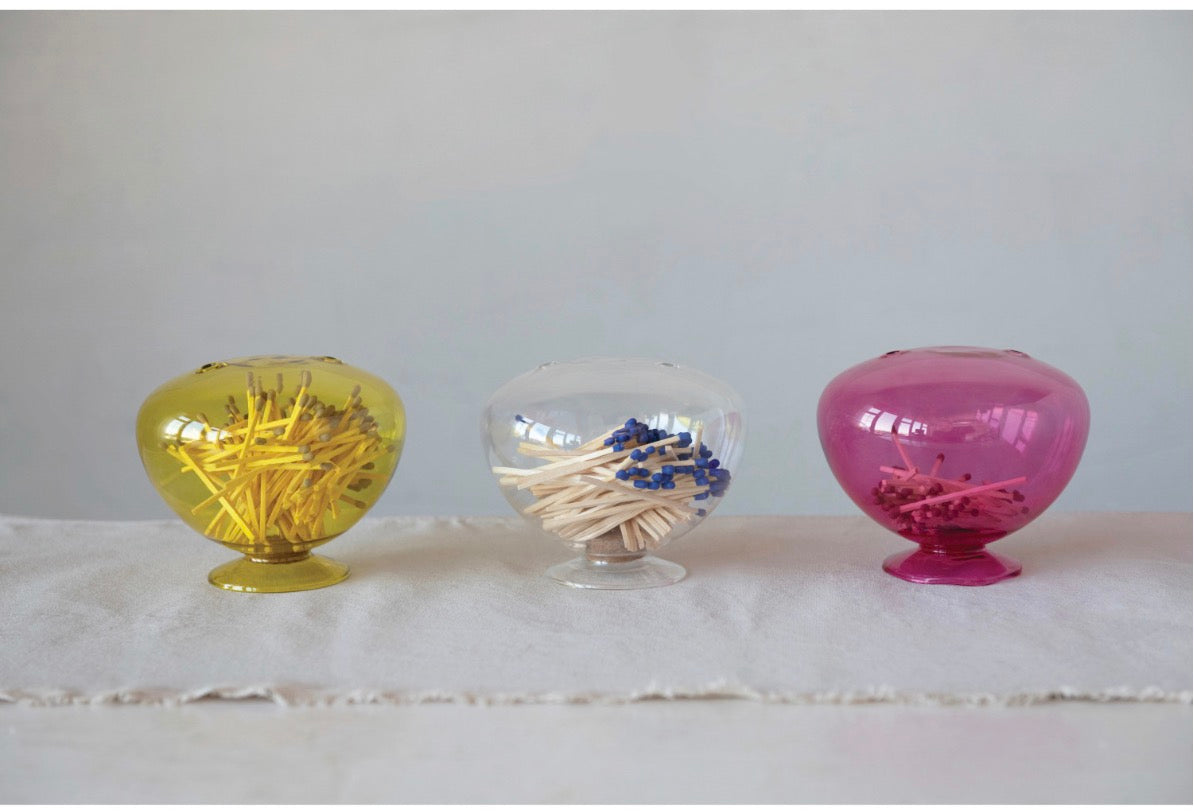Glass Match Holder, 3 Colors