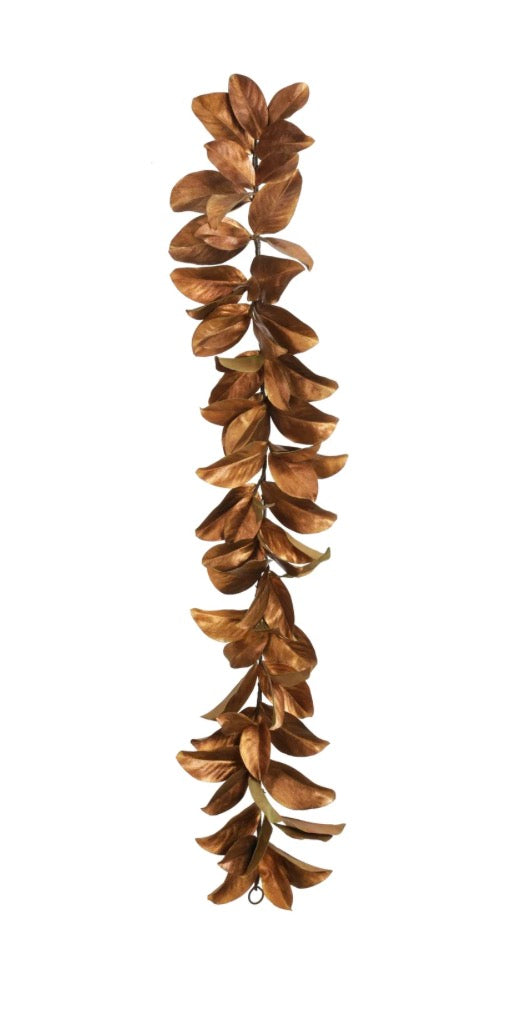 5’ Magnolia Leaf Brown/Gold Garland