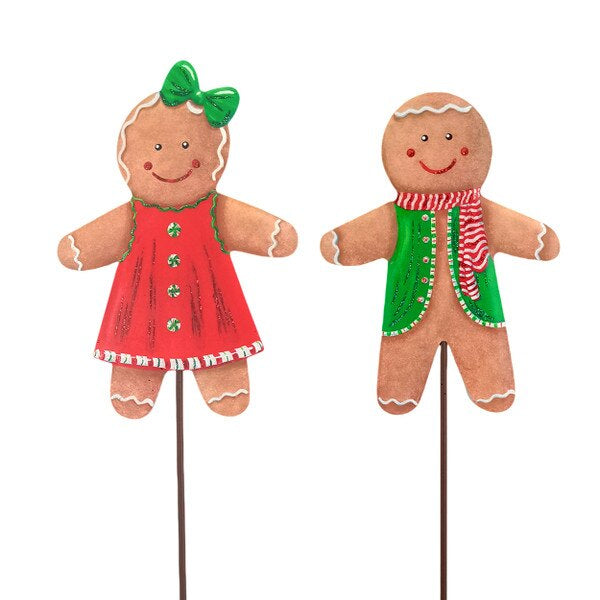 Snow Gingerbread Boy & Girl S/2