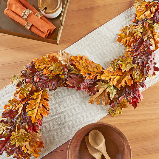 50" Multi Color Fall Oak Leaves Garland