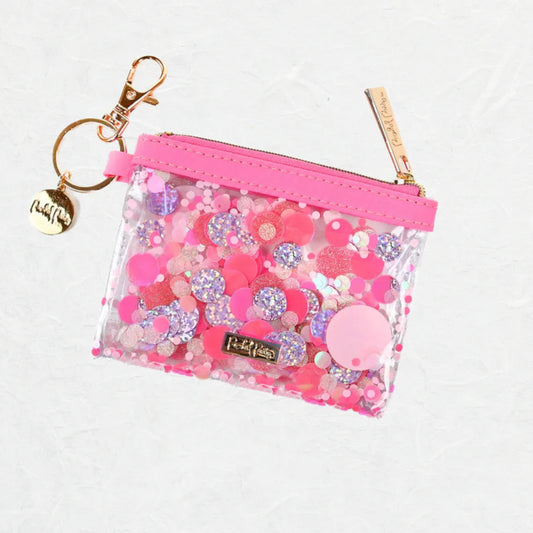 Pink Party Confetti Mini Keychain Wallet