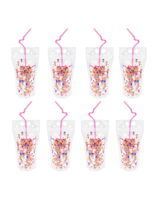 Say Cheers Reusable Confetti Hydration Pouches - Set of 8