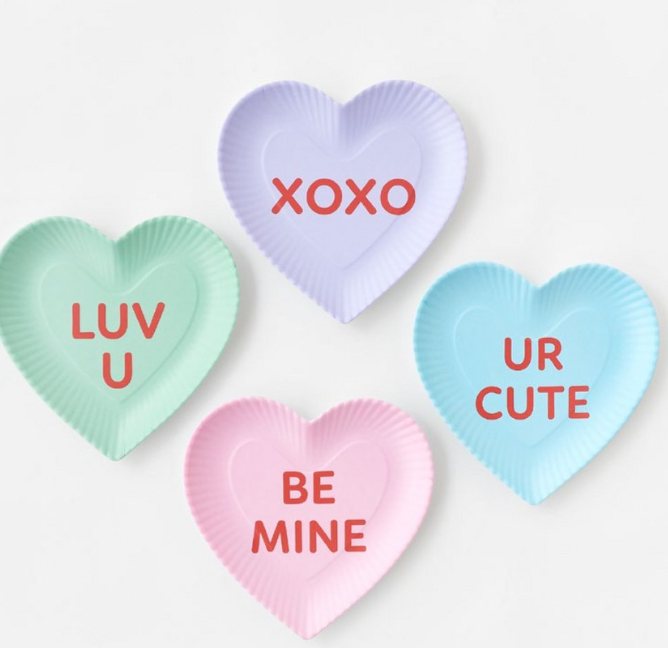 Conversation Heart Plate, Melamine - Set of 6