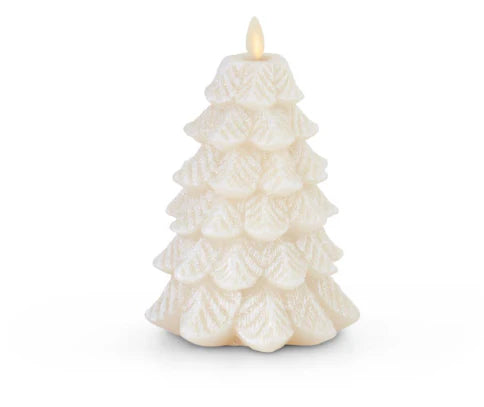 4.75 X 6.5" White Wax/Snowy Tree Luminara